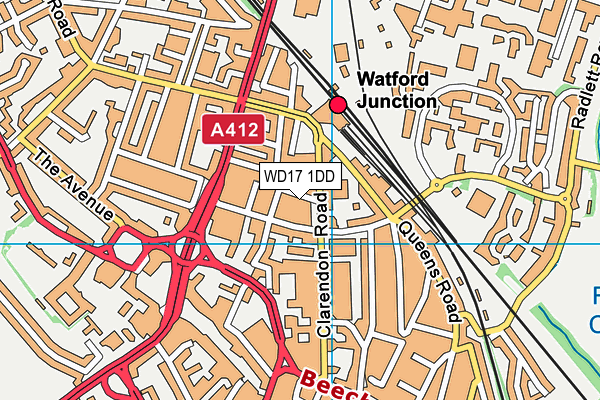 WD17 1DD map - OS VectorMap District (Ordnance Survey)