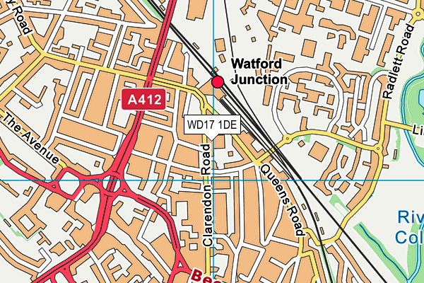 WD17 1DE map - OS VectorMap District (Ordnance Survey)
