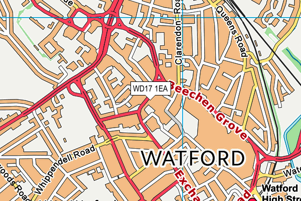 WD17 1EA map - OS VectorMap District (Ordnance Survey)