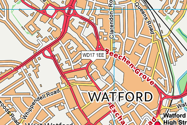 WD17 1EE map - OS VectorMap District (Ordnance Survey)