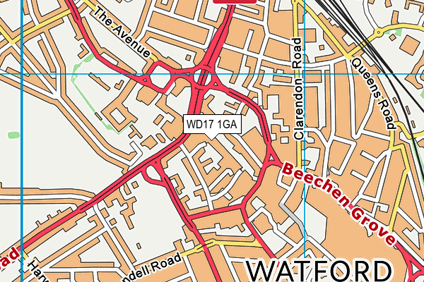 WD17 1GA map - OS VectorMap District (Ordnance Survey)