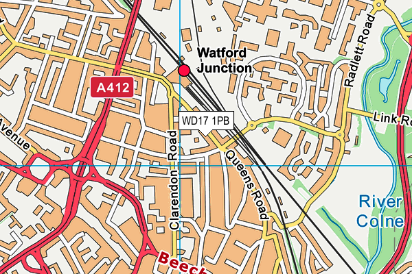 WD17 1PB map - OS VectorMap District (Ordnance Survey)