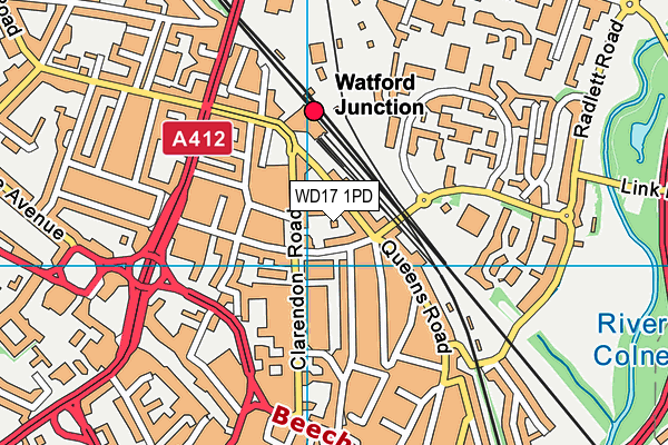 WD17 1PD map - OS VectorMap District (Ordnance Survey)