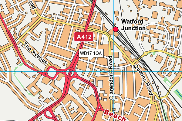 WD17 1QA map - OS VectorMap District (Ordnance Survey)