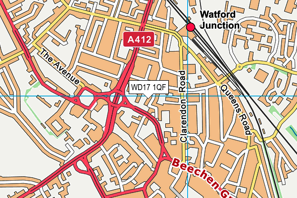 WD17 1QF map - OS VectorMap District (Ordnance Survey)