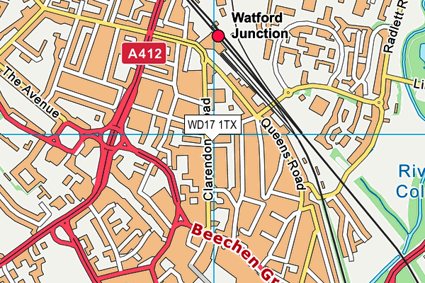 WD17 1TX map - OS VectorMap District (Ordnance Survey)