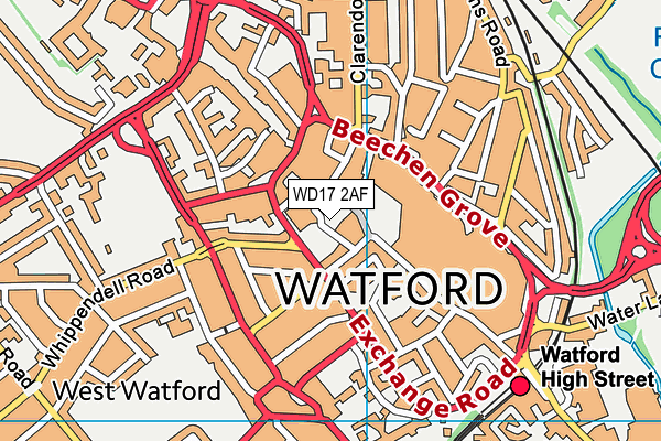 WD17 2AF map - OS VectorMap District (Ordnance Survey)