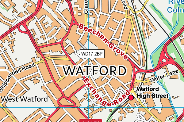 WD17 2BP map - OS VectorMap District (Ordnance Survey)