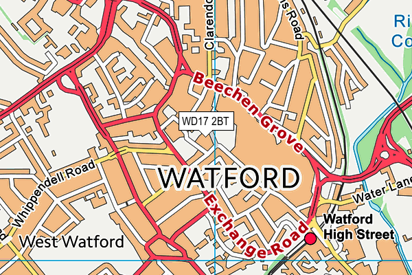 WD17 2BT map - OS VectorMap District (Ordnance Survey)