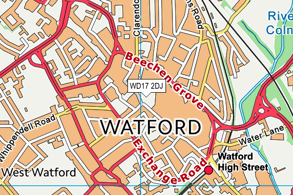 WD17 2DJ map - OS VectorMap District (Ordnance Survey)