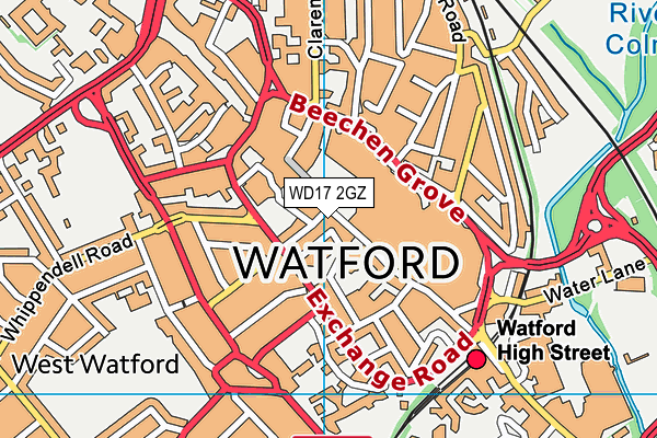 WD17 2GZ map - OS VectorMap District (Ordnance Survey)