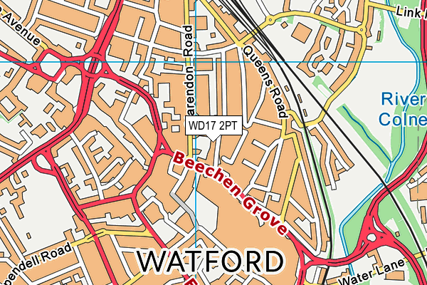 WD17 2PT map - OS VectorMap District (Ordnance Survey)