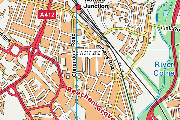 WD17 2PZ map - OS VectorMap District (Ordnance Survey)