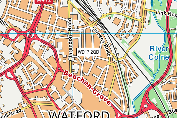 WD17 2QD map - OS VectorMap District (Ordnance Survey)