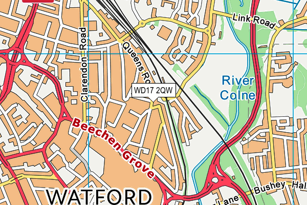 WD17 2QW map - OS VectorMap District (Ordnance Survey)