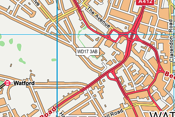 WD17 3AB map - OS VectorMap District (Ordnance Survey)