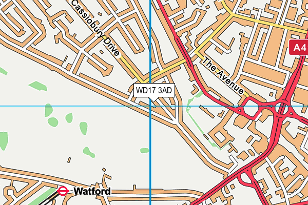 WD17 3AD map - OS VectorMap District (Ordnance Survey)