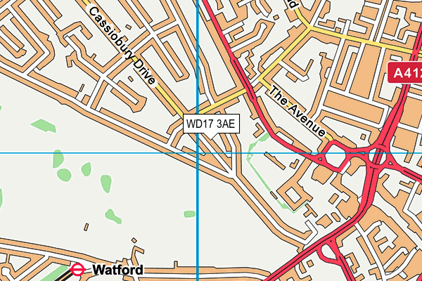 WD17 3AE map - OS VectorMap District (Ordnance Survey)