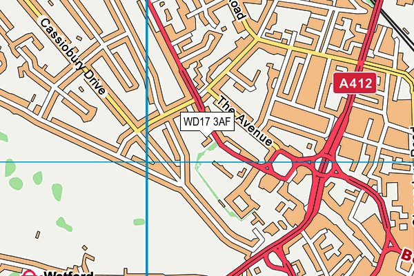 WD17 3AF map - OS VectorMap District (Ordnance Survey)