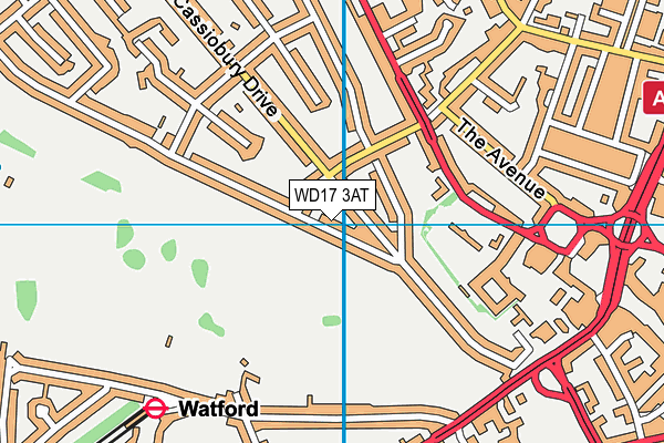 WD17 3AT map - OS VectorMap District (Ordnance Survey)