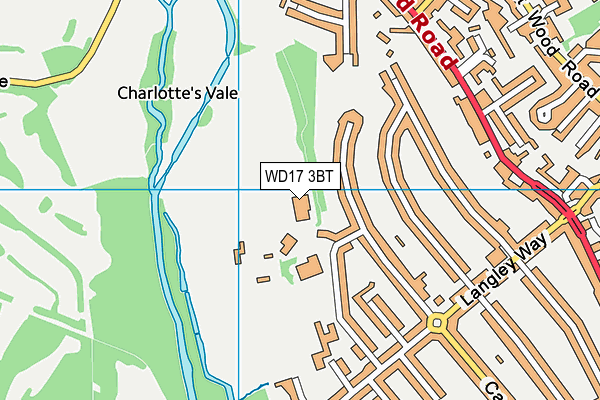 Herts Bowling Club map (WD17 3BT) - OS VectorMap District (Ordnance Survey)