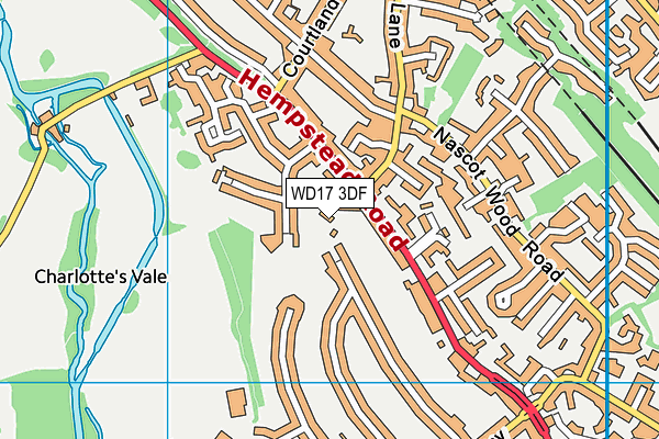 WD17 3DF map - OS VectorMap District (Ordnance Survey)