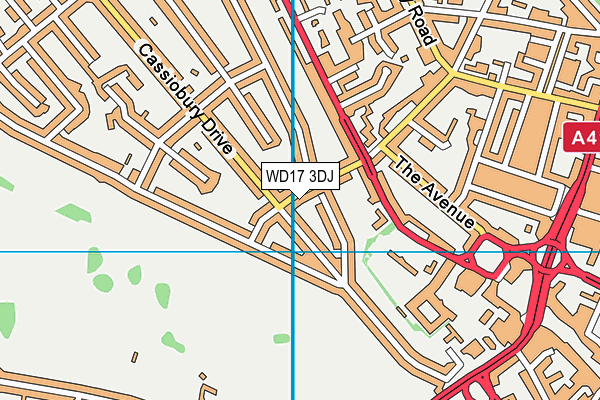 WD17 3DJ map - OS VectorMap District (Ordnance Survey)
