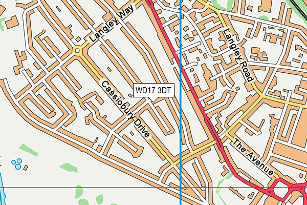 Cassiobury Tennis Club map (WD17 3DT) - OS VectorMap District (Ordnance Survey)