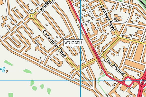 WD17 3DU map - OS VectorMap District (Ordnance Survey)