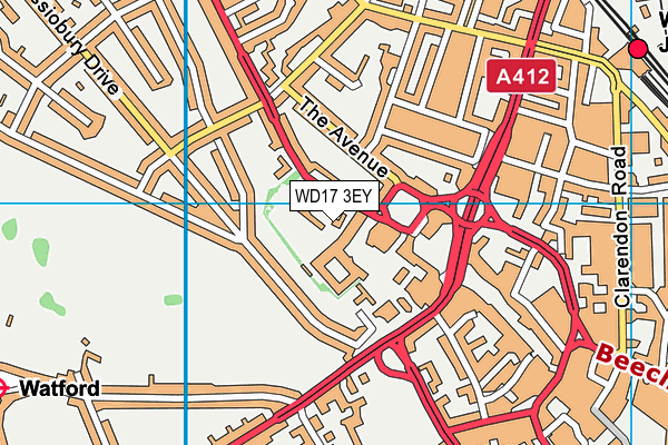 WD17 3EY map - OS VectorMap District (Ordnance Survey)