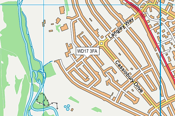 WD17 3FA map - OS VectorMap District (Ordnance Survey)