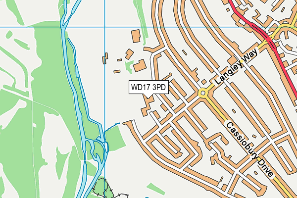 Cassiobury Junior School map (WD17 3PD) - OS VectorMap District (Ordnance Survey)