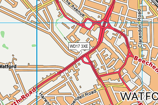 WD17 3XE map - OS VectorMap District (Ordnance Survey)