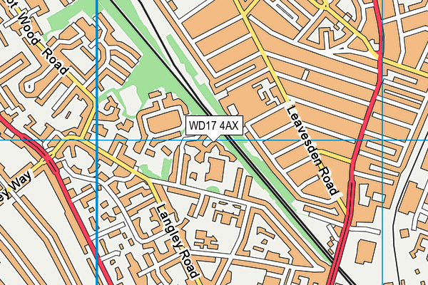 WD17 4AX map - OS VectorMap District (Ordnance Survey)
