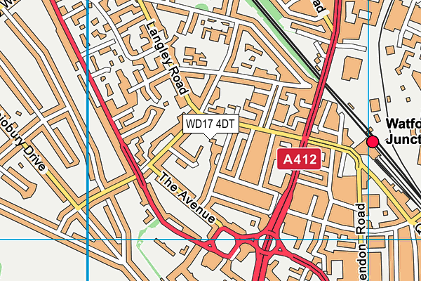 WD17 4DT map - OS VectorMap District (Ordnance Survey)
