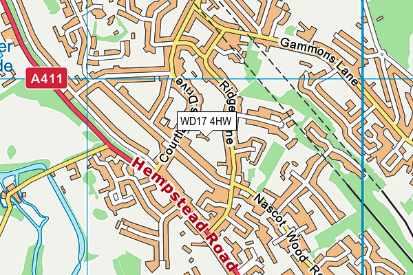 WD17 4HW map - OS VectorMap District (Ordnance Survey)