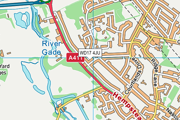 WD17 4JU map - OS VectorMap District (Ordnance Survey)