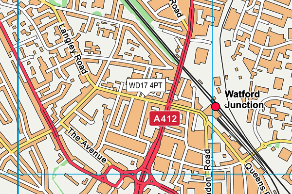 WD17 4PT map - OS VectorMap District (Ordnance Survey)