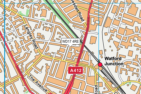 WD17 4RE map - OS VectorMap District (Ordnance Survey)