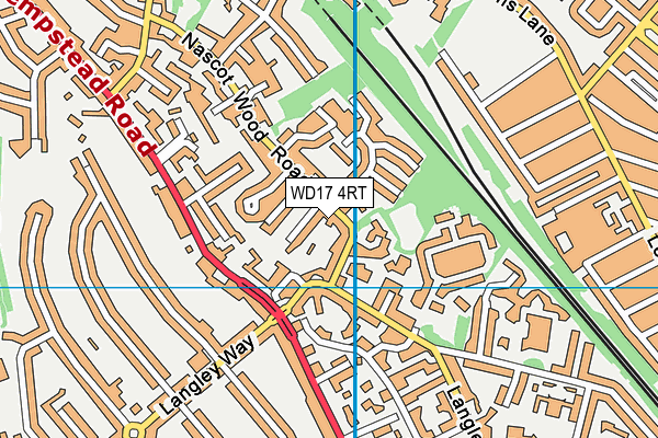 WD17 4RT map - OS VectorMap District (Ordnance Survey)