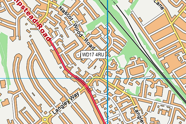 WD17 4RU map - OS VectorMap District (Ordnance Survey)