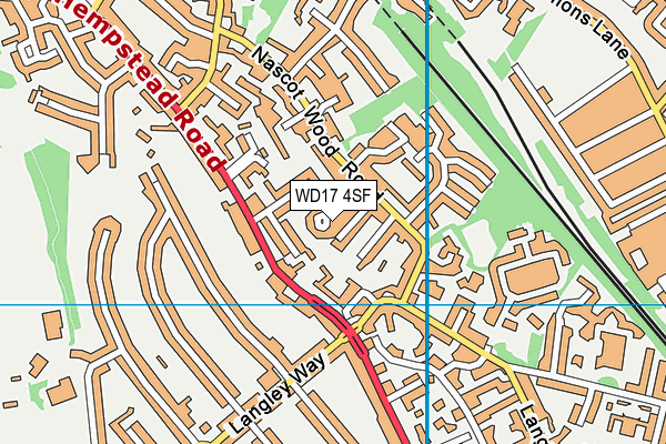 WD17 4SF map - OS VectorMap District (Ordnance Survey)