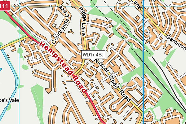 WD17 4SJ map - OS VectorMap District (Ordnance Survey)