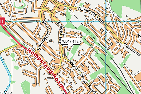 WD17 4TE map - OS VectorMap District (Ordnance Survey)