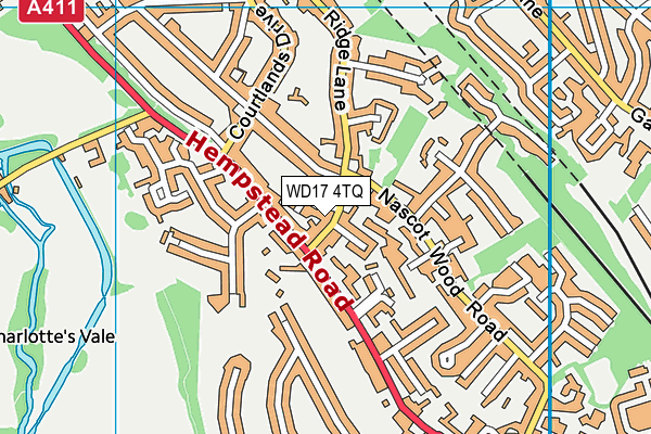 WD17 4TQ map - OS VectorMap District (Ordnance Survey)