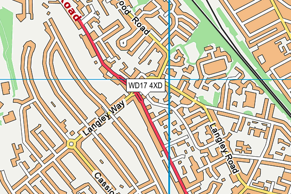 WD17 4XD map - OS VectorMap District (Ordnance Survey)