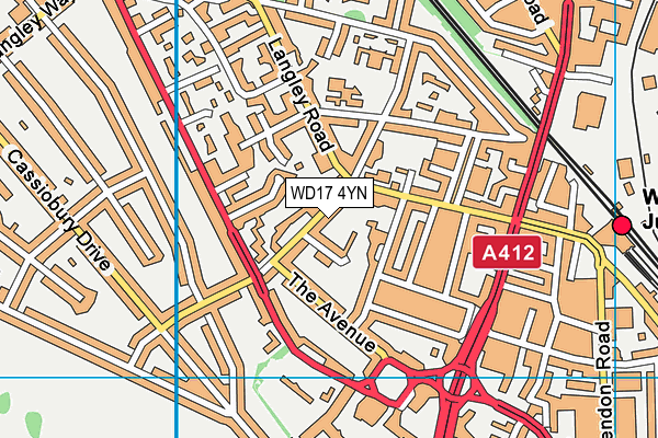 WD17 4YN map - OS VectorMap District (Ordnance Survey)