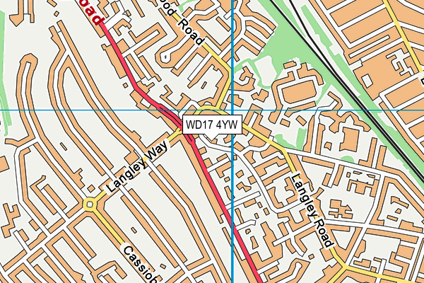 WD17 4YW map - OS VectorMap District (Ordnance Survey)