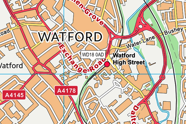 WD18 0AD map - OS VectorMap District (Ordnance Survey)