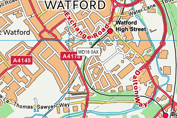 WD18 0AX map - OS VectorMap District (Ordnance Survey)